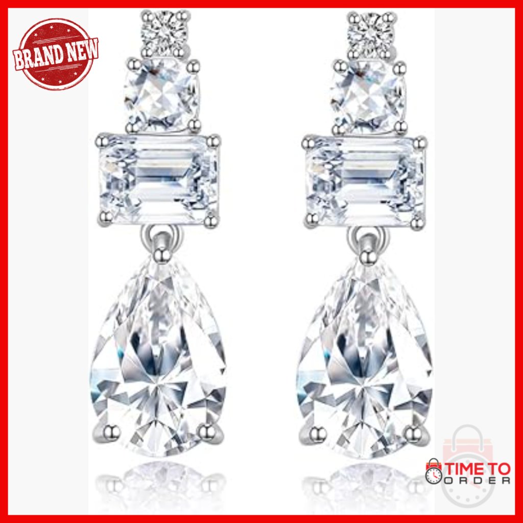 14k Gold Teardrop Moissanite Drop Earrings Bridal Wedding Anniversary Jewelry